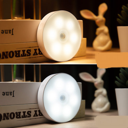 Usb Rechargeable Motion Sensor Light Round Wireless LED Puck Light Kichen Cabinet Lighting Motion Sensor Lamp Night Light